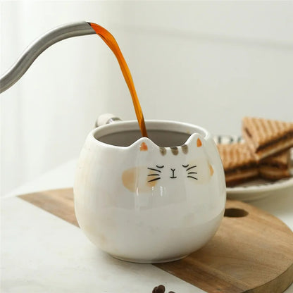 Keramikbecher Katze, Niedliche Kaffeetasse, 380 ml Trinkbecher für Milch, Kaffee, Wasser