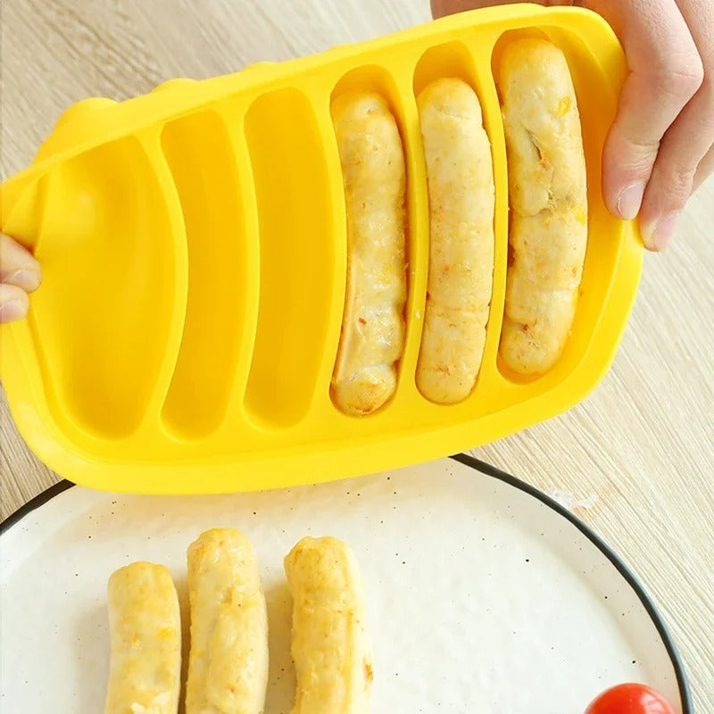 Silikon Wurstform 6 Fächer – DIY Hot Dog und Schinken Wurst Maker, Nicht-Stick, Spülmaschinengeeignet