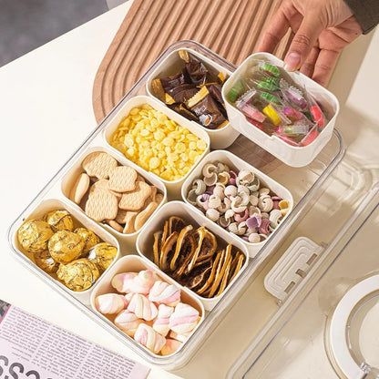 8-Fächer Aufbewahrungsbox für Lebensmittel, Tragbares Küchen-Dienblad für Kräuter, Snacks und Obst