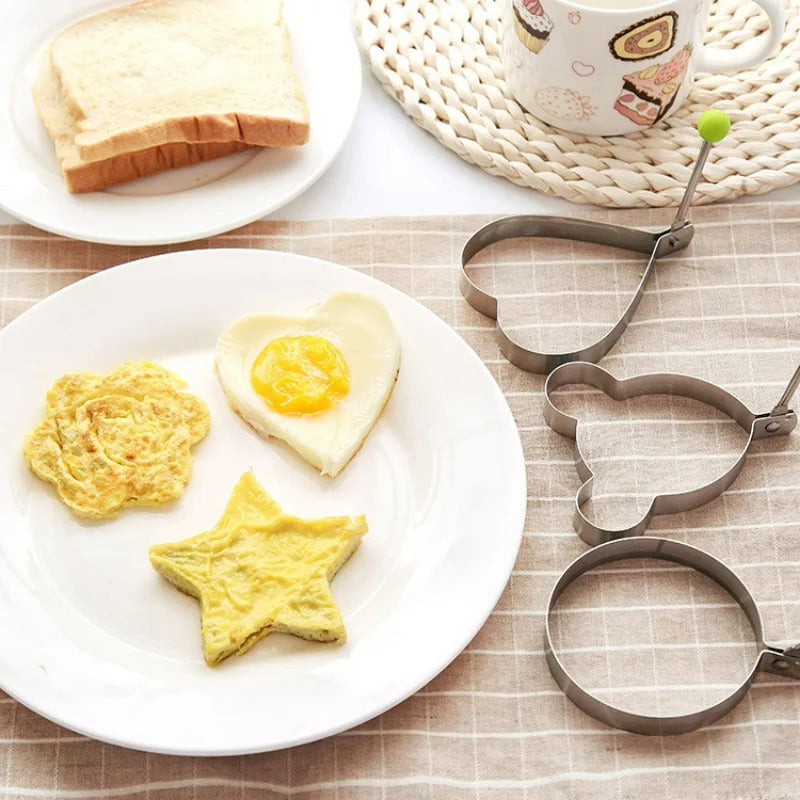 Set aus 2 Edelstahl Ei- und Pfannkuchenformen – 5 Stile, Antihaft, Praktische Küchenhelfer