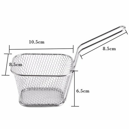 Mini Edelstahl Frittierkorb mit Griff – Praktisches Küchentool für Pommes & Snacks – 10,5 x 8,5 x 6,5 cm – Silber, Schwarz, Gold
