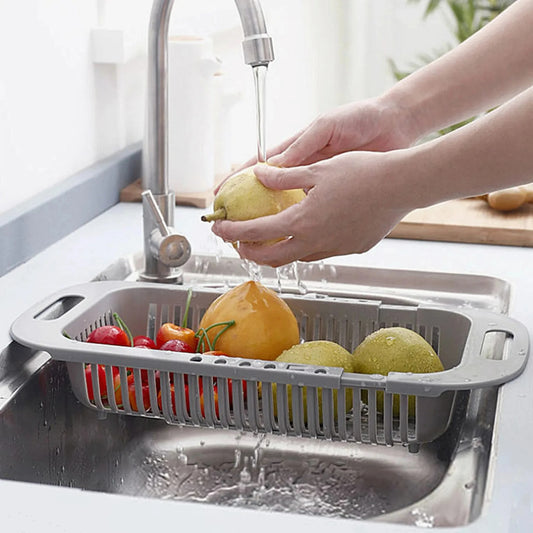 Intelligentes Abflusskorbregal für Spüle, Verstellbar und Platzsparend, Ideal als Küchen-Organizer