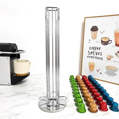 Kaffee Kapselhalter 40 Kapseln drehbar verchromt Edelstahl Kaffeekapsel Organizer für Küche