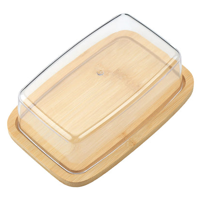 Rechteckige Aufbewahrungsbox für Käse und Butter mit Deckel, 1200 ml, Bambus + PS, 19x12,5x6 cm