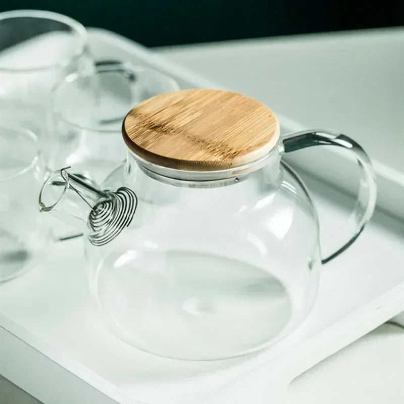 Teekanne aus Borosilikatglas – Hitzebeständig & klar, ideal für Tee & Kaffee