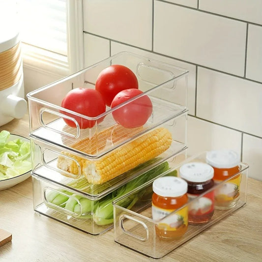 Transparente Aufbewahrungsbox aus Kunststoff für Kühlschrank und Küche, Stapelbar, Klein/Mittel