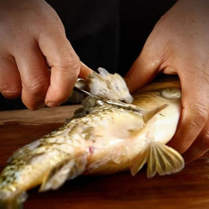 Multifunktionaler Garnalenschiller aus Edelstahl – 6 in 1 Küchenwerkzeug für Fisch, Garnelen, Schneiden, Schaben und Graben