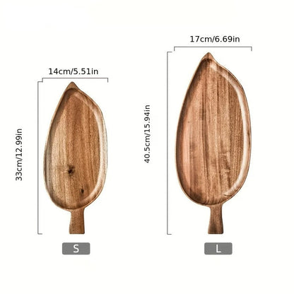 Japanisches Holz Snack- und Servierbrett in Blattform – Ideal für Sushi, Dessert und Afternoon Tea, ästhetisches Design