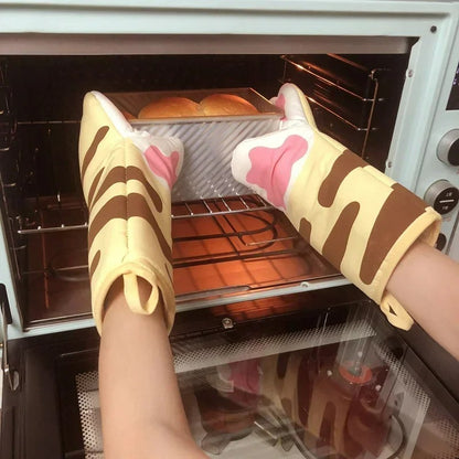 Kochhandschuhe Cat Paw Design, Hitzebeständig, Baumwolle, Ofenhandschuhe für Grillen und Mikrowelle, Lustige Pannenlappen