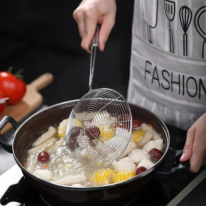 Rostfreier Edelstahl Frittierlöffel – Küchenutensilien, Skimmer für Fritteusen, Sieb mit Griff, 12–16 Zoll