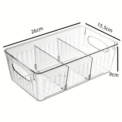 Aufbewahrungsbox für Kühlschrank mit Herausnehmbaren Trennwänden, Durchsichtige Lebensmittel-Organizer Box für Küche und Gefrierschrank, BPA-frei