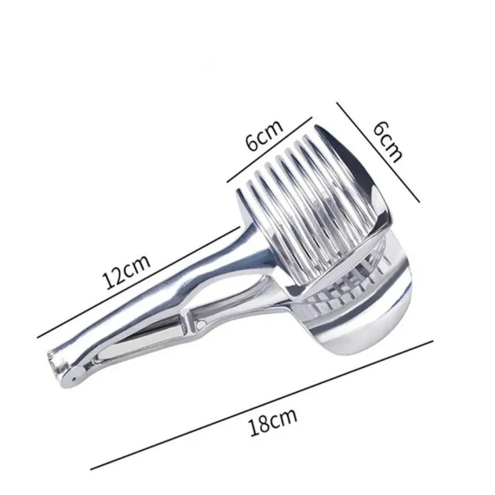 Handlicher Edelstahl-Zitrus- und Tomatenschneider, Multifunktionaler Obst- und Gemüseschneider 18x6 cm