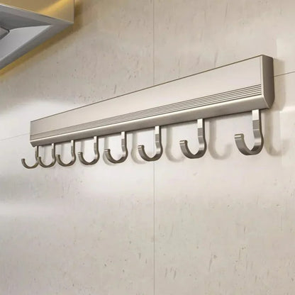 Aluminium Küchenhakenleiste Wandmontage Bohrfrei – 8/10 Haken, Verstellbar