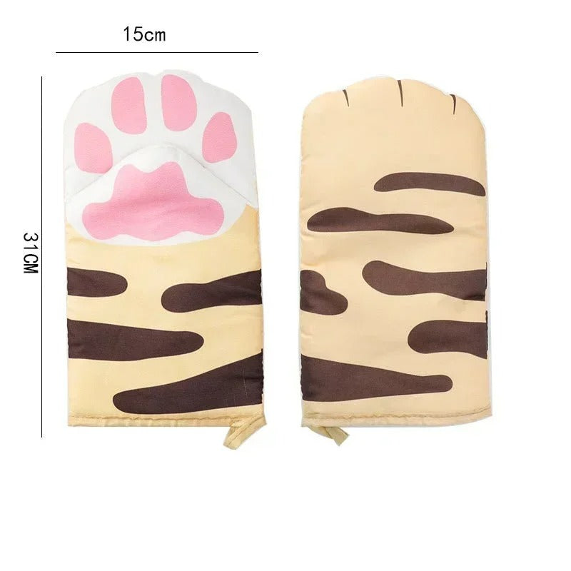 Kochhandschuhe Cat Paw Design, Hitzebeständig, Baumwolle, Ofenhandschuhe für Grillen und Mikrowelle, Lustige Pannenlappen