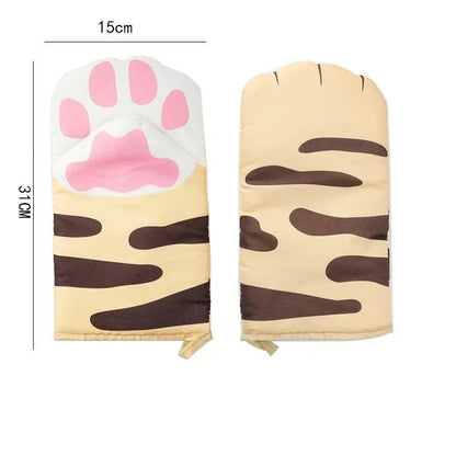 Kochhandschuhe Cat Paw Design, Hitzebeständig, Baumwolle, Ofenhandschuhe für Grillen und Mikrowelle, Lustige Pannenlappen