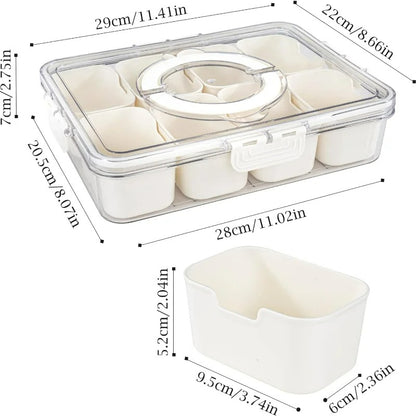 8-Fächer Aufbewahrungsbox für Lebensmittel, Tragbares Küchen-Dienblad für Kräuter, Snacks und Obst