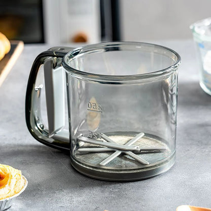 Mehlsieb für die Küche, 40 Mesh Semi-Automatische Filter Sieb mit Kapazitätsskala, Ideal zum Backen