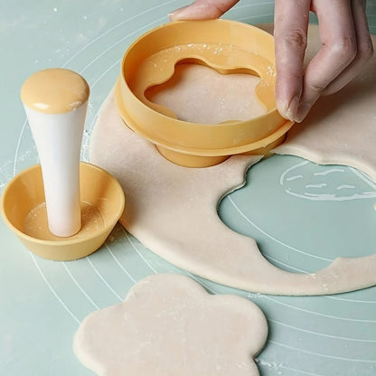 3-teiliges Gebäckpressen-Set mit Blumenform, Teig-Tamper & Keksausstecher für Kuchen und Kekse