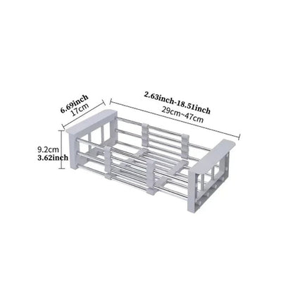 Verstellbarer Abflusskorb aus Edelstahl – Skalierbare Küchenutensilien, Gemüsemulde, Abtropfkorb, 29–47 cm