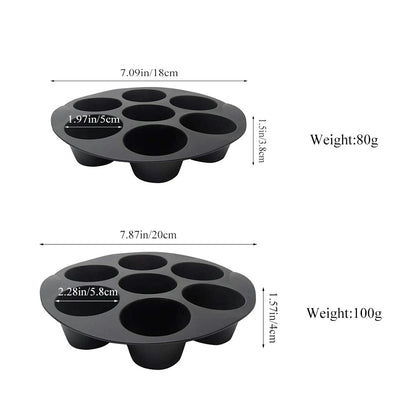 7-Tassen Muffin Silikonform, Antihaft Cupcake-Pfanne für Heißluftfritteuse, Mikrowelle, Küchenzubehör, 18cm-20cm