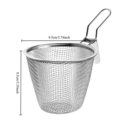 2-teiliges RVS Sieb-Set für Shabu Shabu Fleisch- und Brühen-Abtropfen, Haushalts-Trichter und Haken, 9x8 cm
