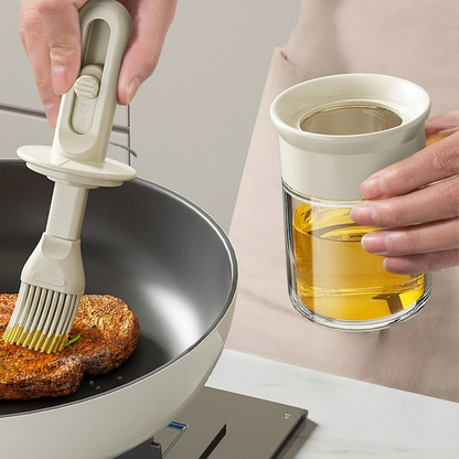 2er Set Teleskopische Ölborsten Flasche – Verstellbare Länge, Hitzebeständig für Haushalt & Grill