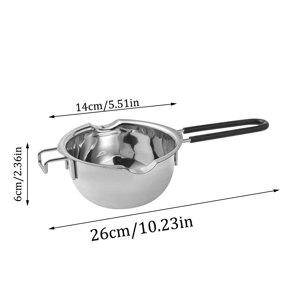 Stainless Steel Melting Pot mit Holzgriff, 26 x 14 x 6 cm, Ideal für Schokolade, Butter, Milch und Soßen