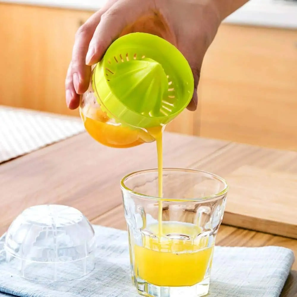 Manueller Citrus-Entsafter mit Deckel, Zitronenpresse und Ausgießer, Fruchtpresse aus Kunststoff