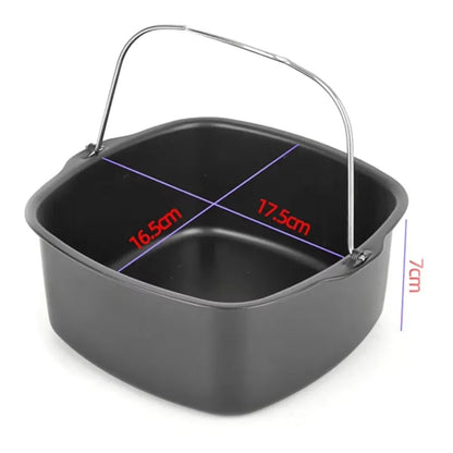 Antihaft Backplatte für Airfryer, Kuchenbackform aus Kohlenstoffstahl, passend für Heißluftfritteuse und Ofen, ideal für Kuchen und Backen