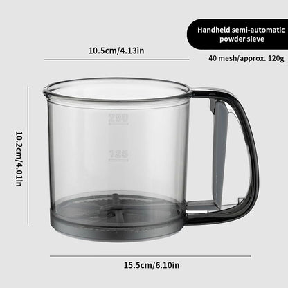Mehlsieb für die Küche, 40 Mesh Semi-Automatische Filter Sieb mit Kapazitätsskala, Ideal zum Backen