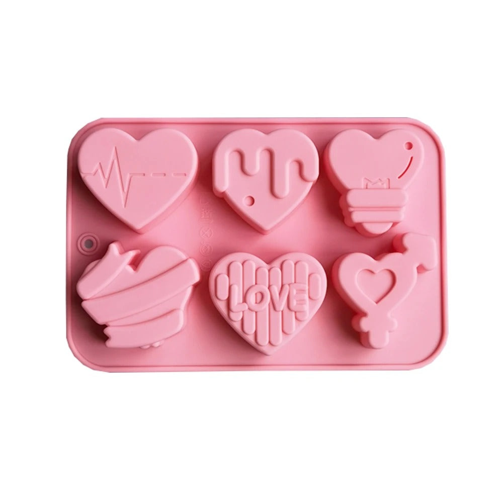 2er Set 6-fach Herzform Silikon Backform für Schokolade, Kuchen und Süßigkeiten