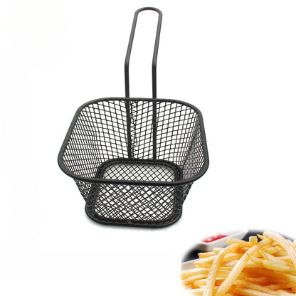 Mini Edelstahl Frittierkorb mit Griff – Praktisches Küchentool für Pommes & Snacks – 10,5 x 8,5 x 6,5 cm – Silber, Schwarz, Gold