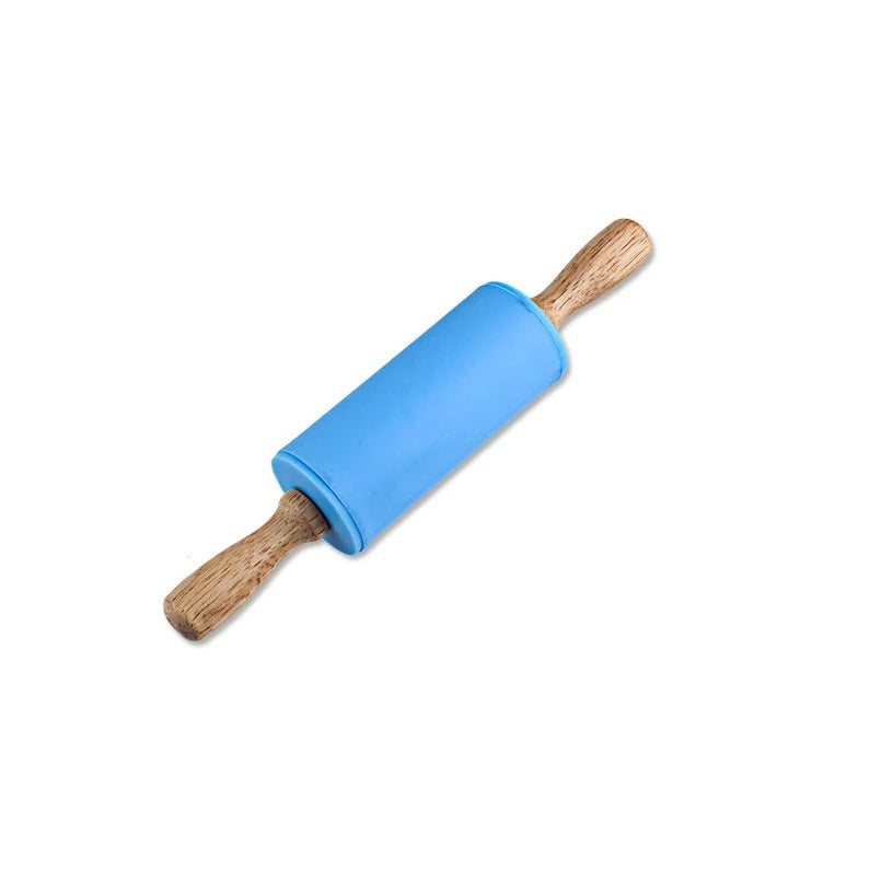 Mini Silikon Nudelholz mit Holzgriff – Antihaft, 22,5 cm – Backwerkzeug für Kinder & Erwachsene