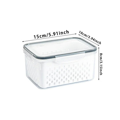 Kühlschrank Organizer Aufbewahrungsbox für Gemüse und Obst mit Abtropfkorb, 850ML–3300ML