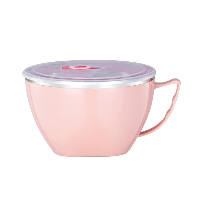 Edelstahl Nudel Schüssel mit Griff – Anti-Brenn Mischschüssel für Instant-Nudeln – Küchenaccessoire, Hygienisch & Langlebig