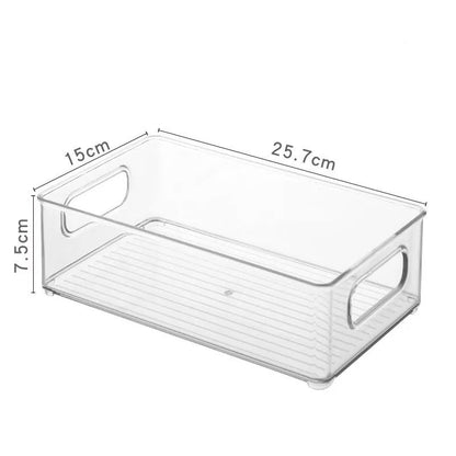Stapelbare Kühlschrank-Organizer Boxen mit Griff – Kunststoff Aufbewahrung für Lebensmittel, Gefrierschrank und Pantry – Klar, 3 Größen