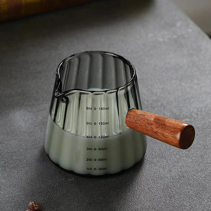 Espressokopje mit Holzgriff, 180ml, Melkschuimbeker, Latte Art Mok, Koffieaccessoires