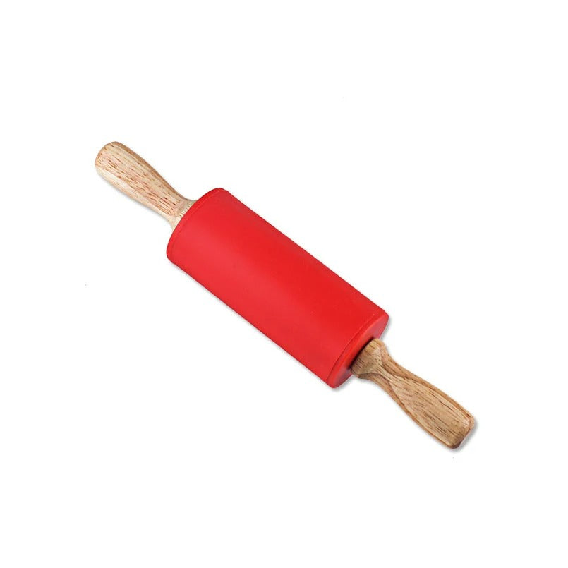 Mini Silikon Nudelholz mit Holzgriff – Antihaft, 22,5 cm – Backwerkzeug für Kinder & Erwachsene