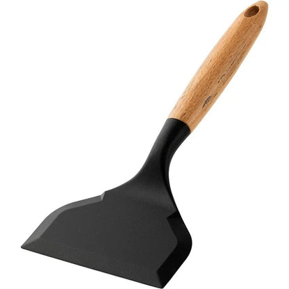 Silikon Spatel mit Breiter Schaufel, Antihaft Holzgriff, Ideal für Tamagoyaki und Fleisch, Küchenutensilien