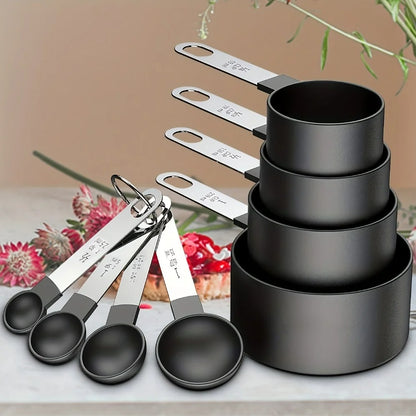 8-teiliges Edelstahl Messbecher- und Löffel-Set mit Handgriff – Präzise Küchenwaage für Back- und Kochzutaten