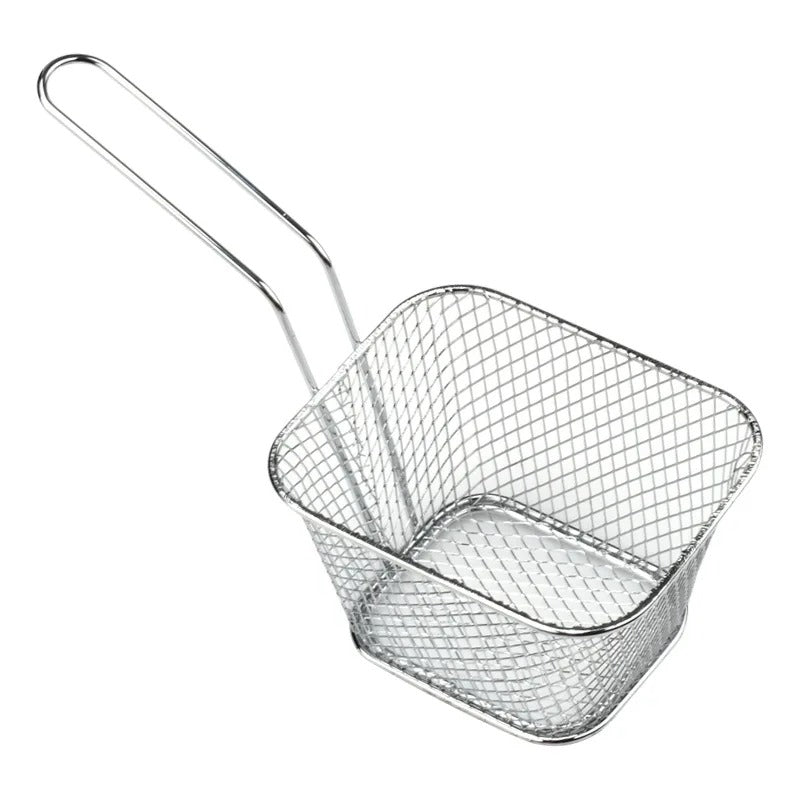 Mini Edelstahl Frittierkorb mit Griff – Praktisches Küchentool für Pommes & Snacks – 10,5 x 8,5 x 6,5 cm – Silber, Schwarz, Gold