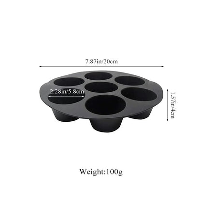 7-Tassen Muffin Silikonform, Antihaft Cupcake-Pfanne für Heißluftfritteuse, Mikrowelle, Küchenzubehör, 18cm-20cm