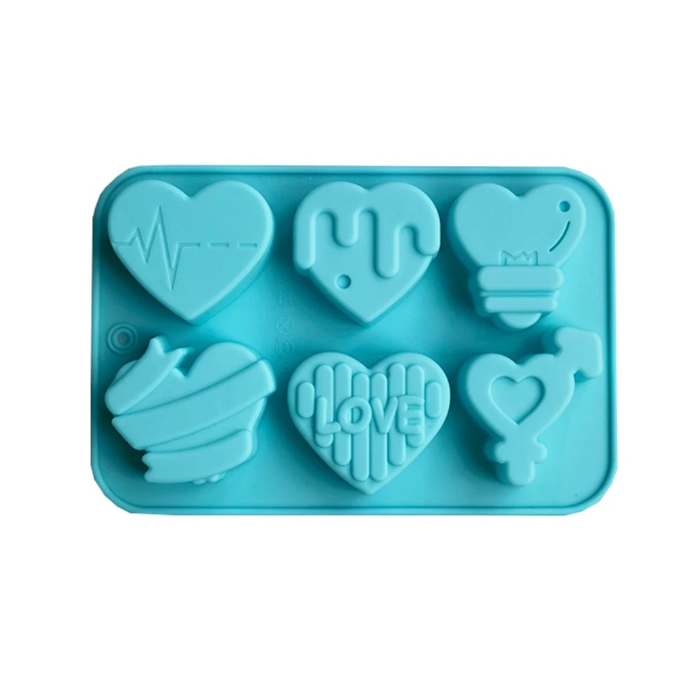2er Set 6-fach Herzform Silikon Backform für Schokolade, Kuchen und Süßigkeiten