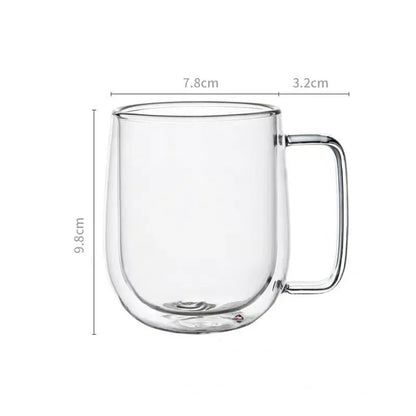 Doppelwandige Glastasse aus Borosilikatglas, 150-350 ml, hitzebeständig, mit Griff