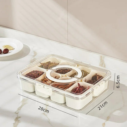 8-Fächer Aufbewahrungsbox für Lebensmittel, Tragbares Küchen-Dienblad für Kräuter, Snacks und Obst