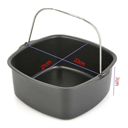 Antihaft Backplatte für Airfryer, Kuchenbackform aus Kohlenstoffstahl, passend für Heißluftfritteuse und Ofen, ideal für Kuchen und Backen