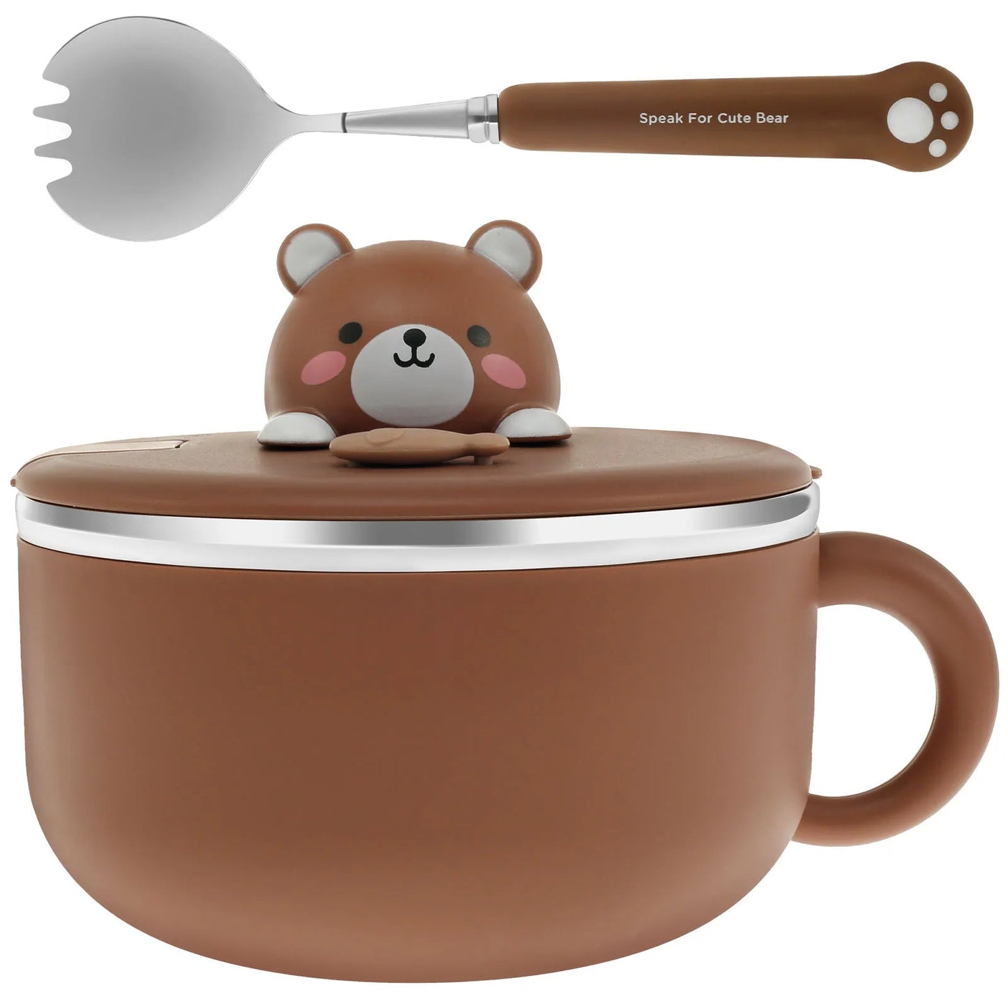 Ramen Bowl 1200ml – Edelstahl Nudelkocher mit Deckel, Anti-Verbrühung Design, Inkl. Löffel und Gabel