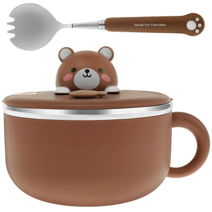 Ramen Bowl 1200ml – Edelstahl Nudelkocher mit Deckel, Anti-Verbrühung Design, Inkl. Löffel und Gabel