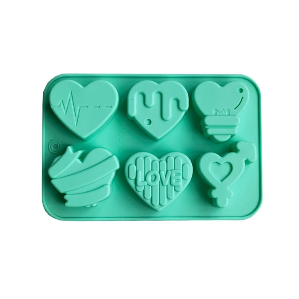 2er Set 6-fach Herzform Silikon Backform für Schokolade, Kuchen und Süßigkeiten