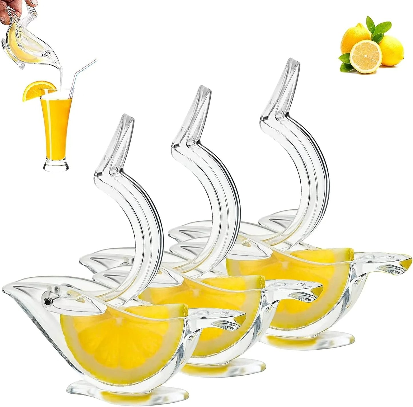 Set aus 2 Mini Hand-Entsafter für Zitrusfrüchte, Vogel-Design, Tragbar, Manuell, Leicht zu Reinigen